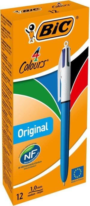C/12 BOLIGRAFOS BIC 4 COLORES PUNTA 1MM