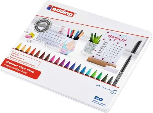 CAJA METALICA 20 ROTULADORES EDDING 1200 COLORES SURTIDOS