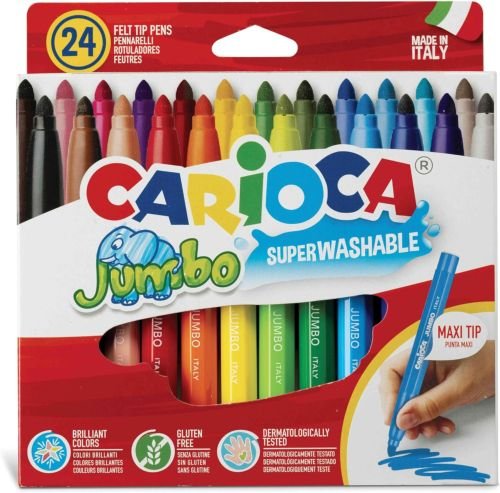 ESTUCHE 24 ROTULADORES CARIOCA JUMBO SUPERLAVABLES