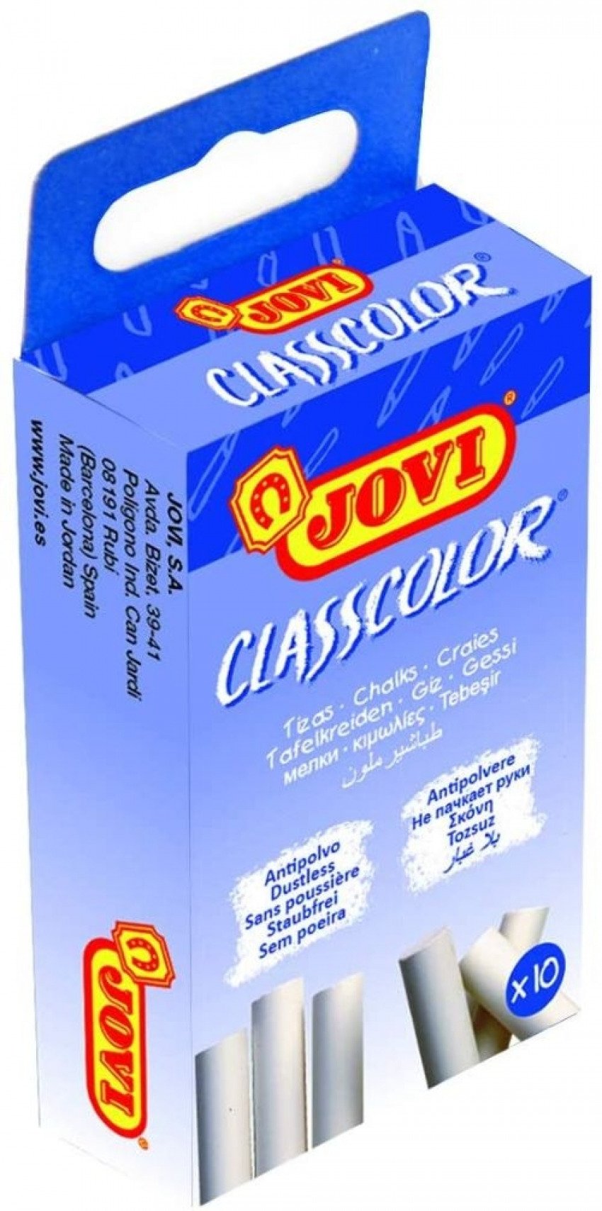 Caja 10 tizas blancas antipolvo jovi