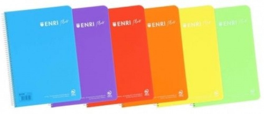 Paq/5 cuaderno espiral fº 80h 90g. pauta 3	5mm c/m enri plus plastico