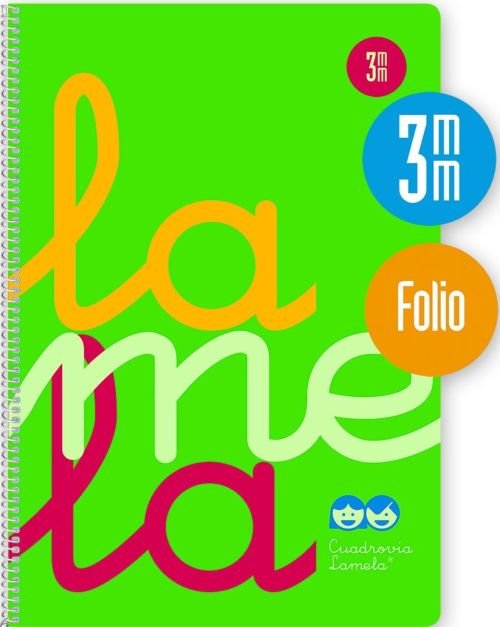 Cuaderno espiral fº 80h 90g 3mm verde cuadrovia polipropileno fluor