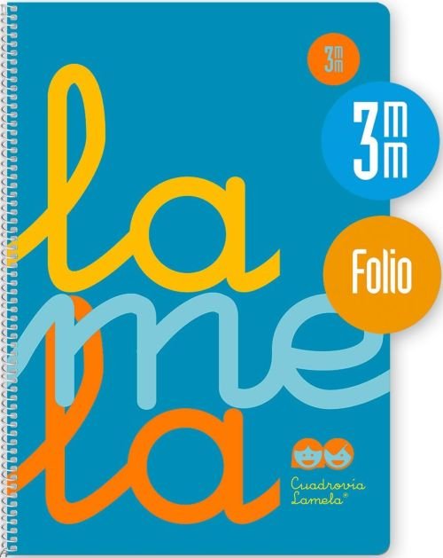 Cuaderno espiral fº 80h 90g 3mm azul cuadrovia polipropileno fluor