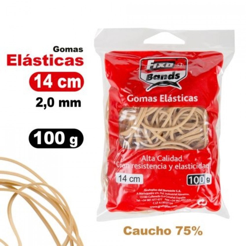 BOLSA 100G GOMAS ELASTICAS Nº14 2MMX14CM FIXO