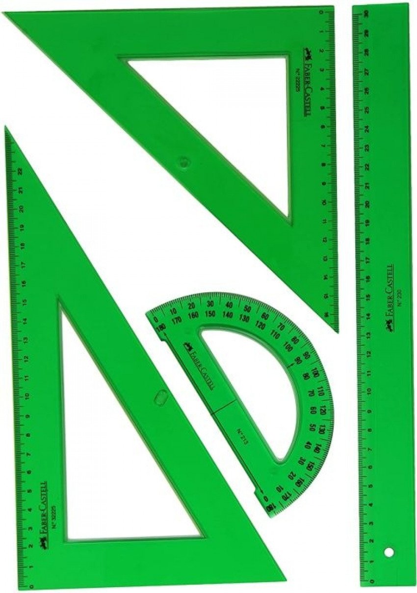 Estuche dibujo 4 piezas reglas verde/transparente faber-castell