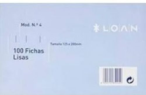 PAQ/100 FICHAS RAYADAS Nº4 12	5X20CM LOAN