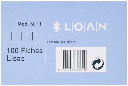 PAQ/100 FICHAS LISAS Nº1 6	5X9	5CM LOAN