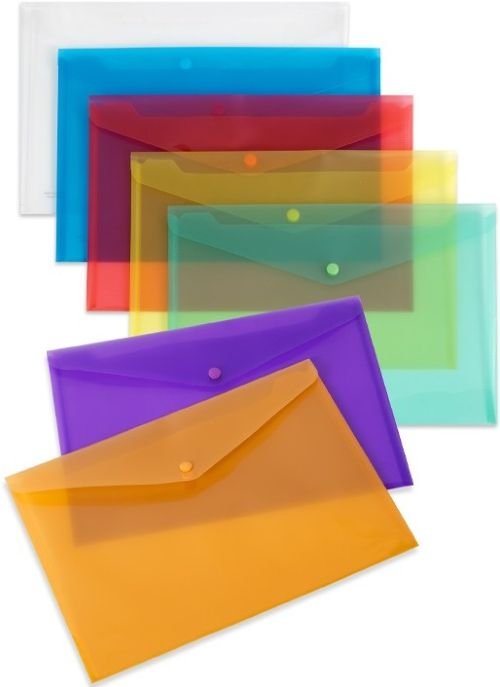 PAQ/10 CARPETA SOBRE Fº CIERRE BROCHE POLIPROPILENO TRANSPARENTE