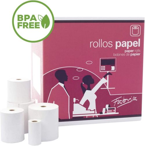 PACK 10 ROLLOS PAPEL TERMICO SIN BPA 57X55X12MM FABRISA