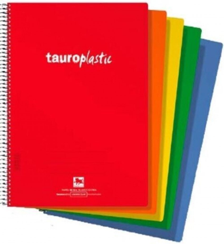 Paq/8 cuaderno espiral fº 80h 90g cuadricula 4x4 c/m tauroplastic tapa pp colores surtidos