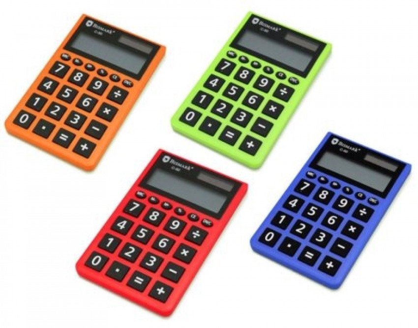 Calculadora de bolsillo bismark c-50. 8 digitos colores surtidos