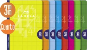 LIBRETA A5 50H 90G CUADROVIA 3MM COLORES SURTIDOS
